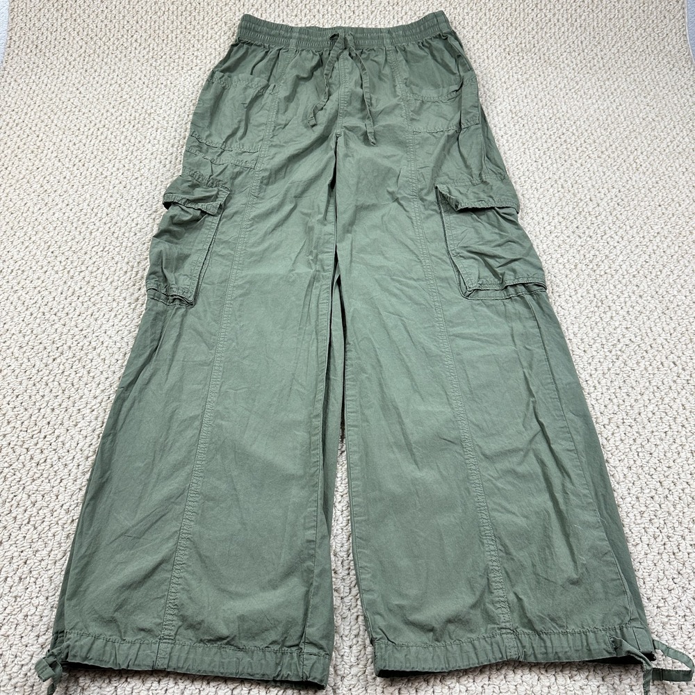 Aerie High Waisted Go For It Baggy Cargo Pant Women M Green Y2K Utility Wide Leg